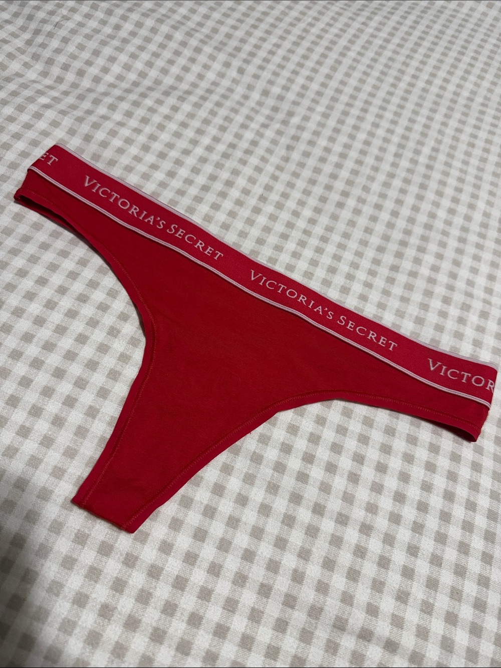 Victoria's Secret White Logo Elastic Thong